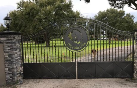 A custom metal entrance gate.