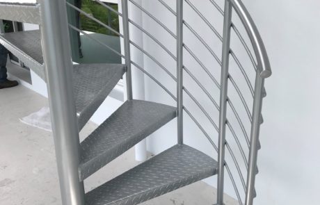 Outdoor metal spiral stairs.