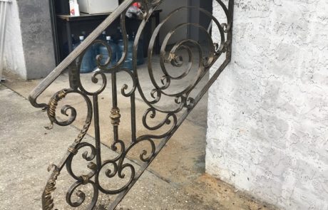 A custom exterior metal railing.